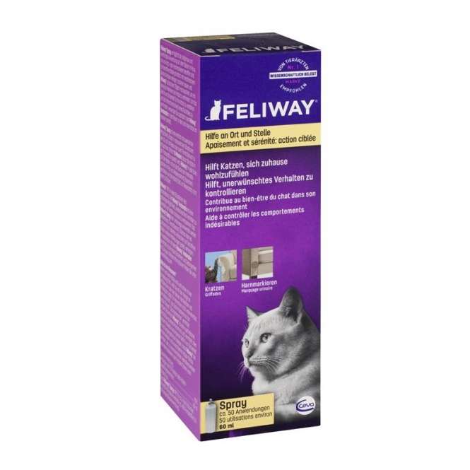 Feliway Classic Transportspray 60 ml Sprühflasche mit blauer Kappe zur Beruhigung von Katzen auf Reisen