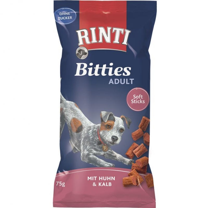 16x Rinti Extra Bitties Huhn & Kalb (16 x 75g) – Weicher Fleischsnack im praktischen Vorratspack