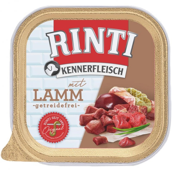 Rinti Schale Kennerfleisch mit Lamm (9 × 300 g) – Getreidefreies Nassfutter-Sparpaket für Haut & Fell