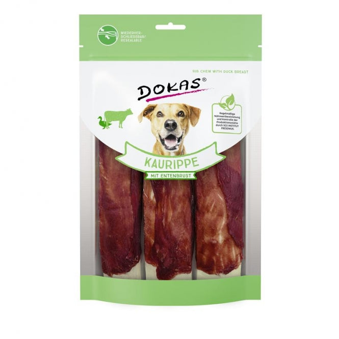 Dokas Dog Snack Kaurippe mit Entenbrustfilet 210g zahnfreundlicher Kausnack für Hunde