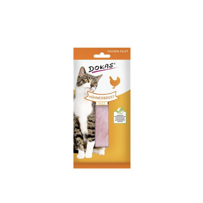Dokas Cat Snack Filet Hühnerbrust 22g saftiges Fleischfilet für Katzen