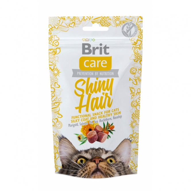 Brit Care Cat Snack Shiny Hair 50g getreidefreier Katzensnack für glänzendes Fell