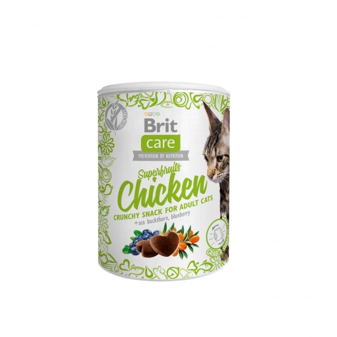Brit Care Cat Grain-Free Snack Superfruits (100g) – Knusprige, getreidefreie Katzensnacks mit funktionellen Superfoods