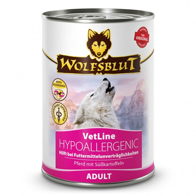 Wolfsblut VetLine Hypoallergenic Pferd & Süßkartoffel (6 × 395 g) – Medizinisches Diätfutter bei Allergien