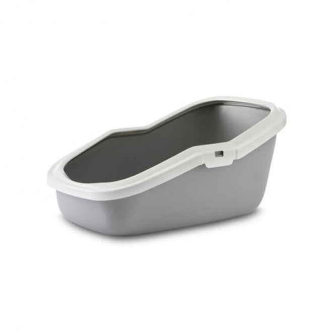 Savic Katzentoilette Aseo grau weiß Schalentoilette mit hohem Rand