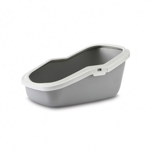 Savic Katzentoilette Aseo grau weiß Schalentoilette mit hohem Rand
