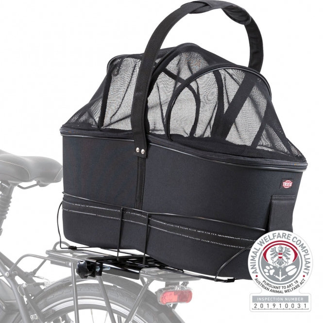 Trixie Hundefahrradkorb Long für breite Gepäckträger und E-Bikes mit Schutzgitter