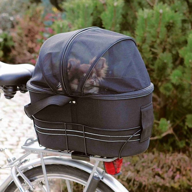 Trixie Fahrradkorb für breite Gepäckträger – Hundefahrradkorb mit Schutzgitter