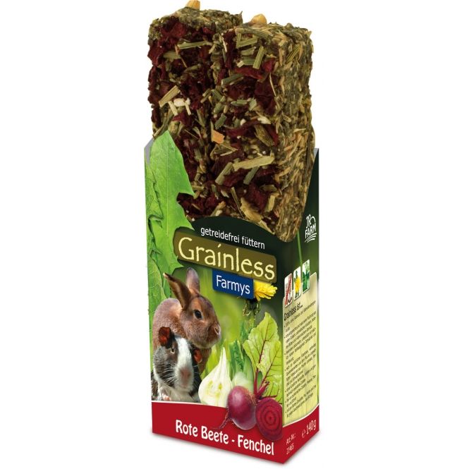 JR Farm Grainless Farmys Rote Beete und Fenchel 2er Pack getreidefreie Knabberstangen für Nager