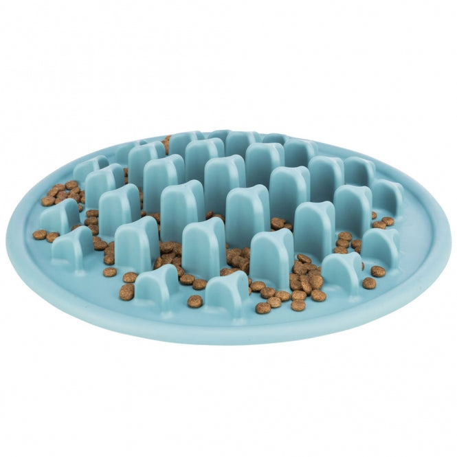 Trixie Slow Feeding Futtermatte Pillars (Ø 35 cm) – Blaue Schleckmatte für Hunde & Katzen