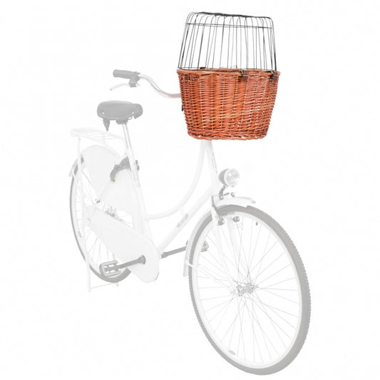 Trixie Front Hundefahrradkorb aus Weide natur für den Lenker mit Kurzleine
