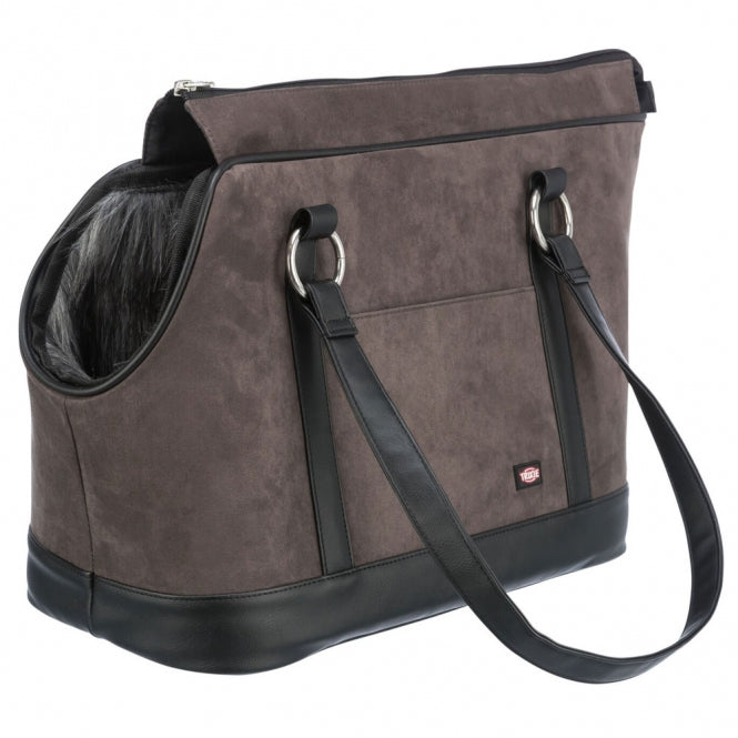 Komfortable Trixie Tasche Alfie Tragetasche für kleine Hunde und Katzen mit weichem Plüsch-Inlay und Trageriemen.