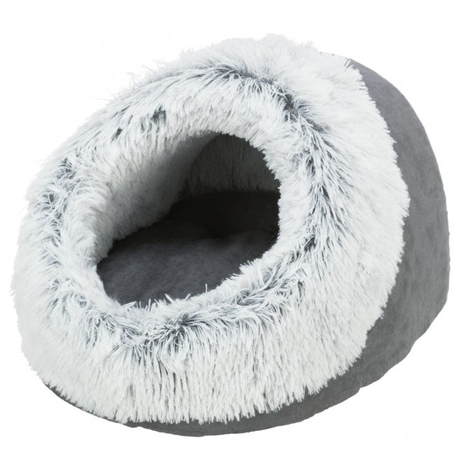 Trixie Höhle Harvey – Kuschelhöhle mit Langhaar-Plüsch für Katzen & kleine Hunde