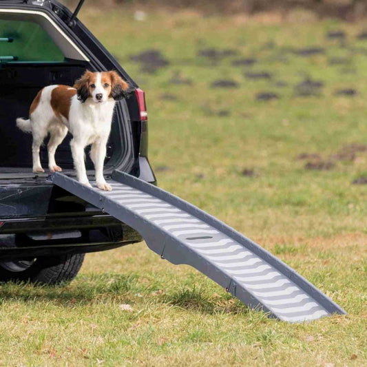 Trixie 3-fach Klapp-Rampe Kunststoff TPR gelenkschonende Einstiegshilfe für Hunde am Auto