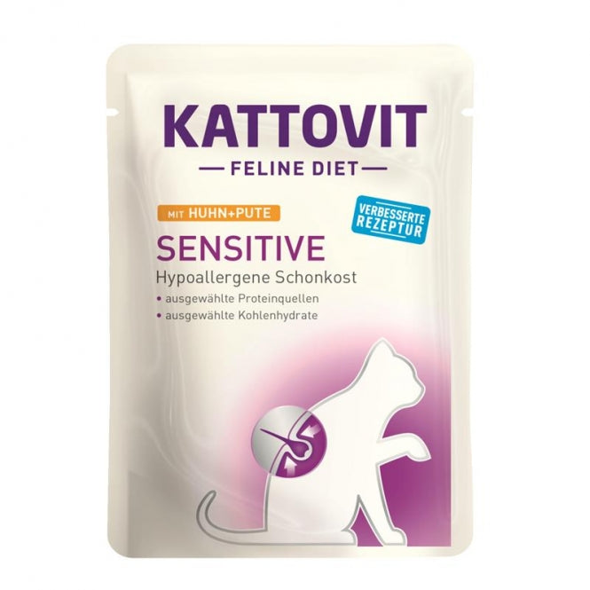 Kattovit Feline Diet Sensitive Huhn und Pute 85g Spezial Nassfutter für empfindliche Katzen