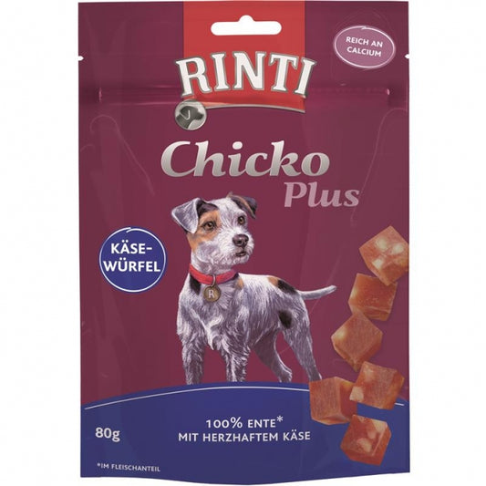 Rinti Chicko Käsewürfel mit Ente 80g Beutel Hundesnack Leckerli