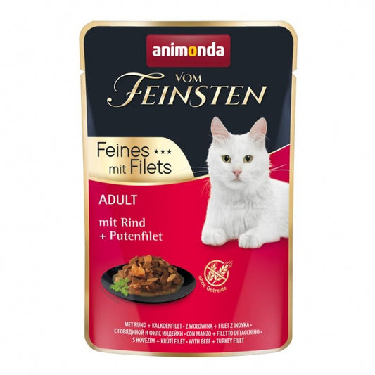 18x Animonda vom Feinsten Cat Adult Rind und Putenfilet 85g getreidefreies Katzennassfutter