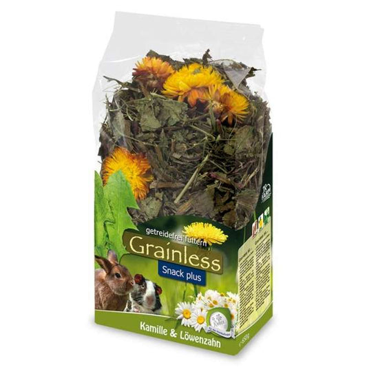 JR Farm Grainless Plus Kamille & Löwenzahn 100 g – Getreidefreier Kräutersnack für Nager