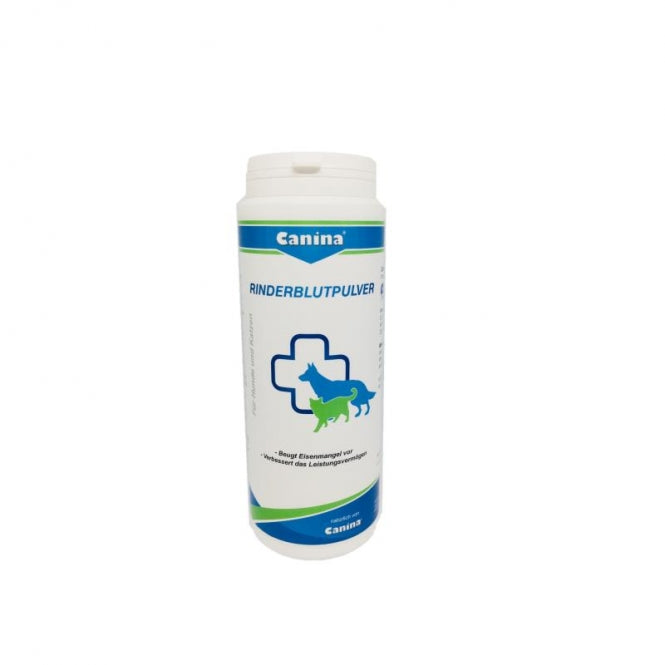 Packung Canina Pharma Rinderblutpulver 250g, feines getrocknetes Vollblut vom Rind als Nahrungsergänzung für Hunde und Katzen
