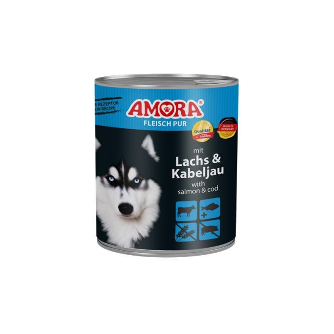 6x 800g AMORA Dog Fleisch Pur – Getreidefreies Hunde-Nassfutter Vorteilspack (Verschiedene Sorten)