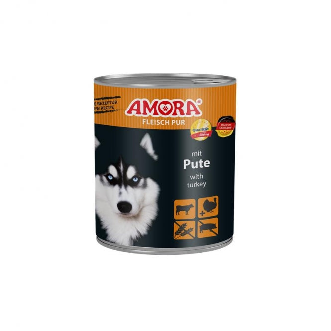 6x 800g AMORA Dog Fleisch Pur – Getreidefreies Hunde-Nassfutter Vorteilspack (Verschiedene Sorten)