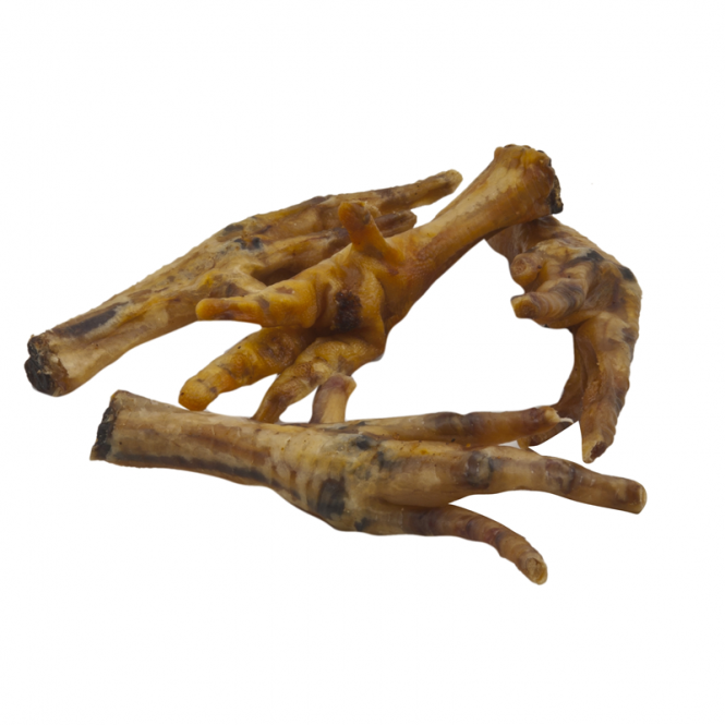 Großer 1 kg Vorratspack mit schonend getrockneten, knusprigen Hühnerfüßen als natürlicher Hundesnack von Classic Dog