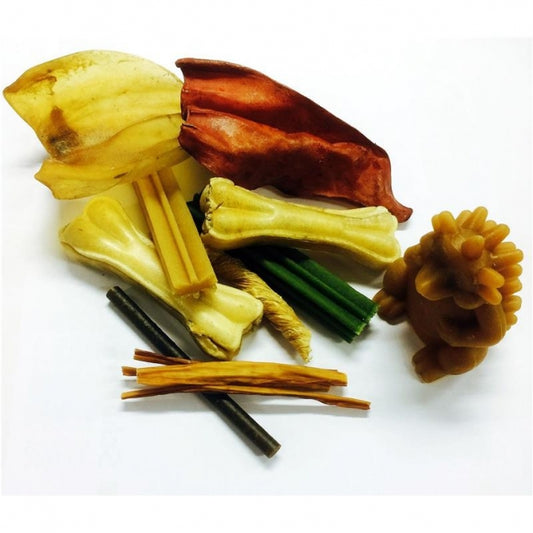 Classic Dog 7 verschiedene Kauknochen Eimer 950g bunte Kausnack Mischung für Hunde
