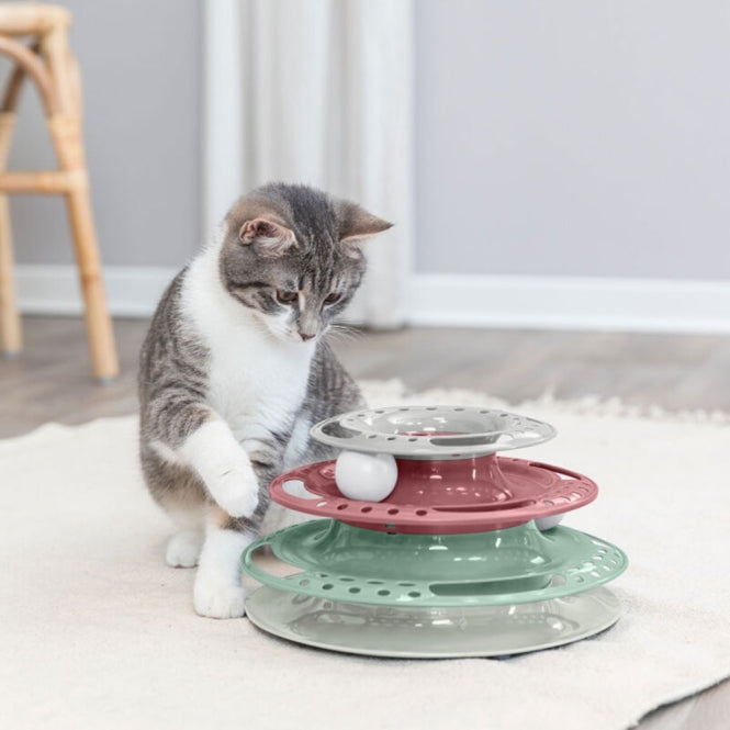 Trixie Katzenspielzeug Catch the Balls – Interaktiver Spielturm mit Bällen für Katzen