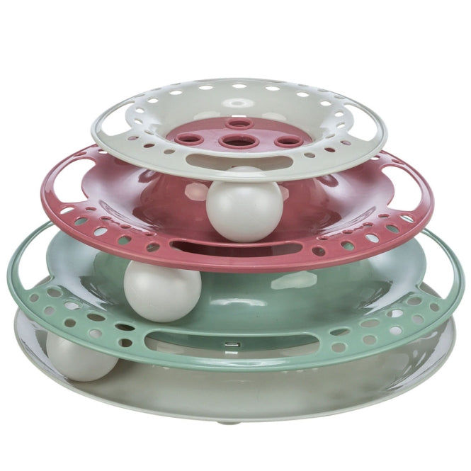 Trixie Katzenspielzeug Catch the Balls interaktiver 3-stöckiger Spielturm mit Bällen