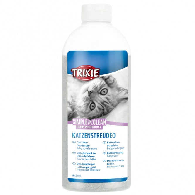 Praktische Streudose Trixie Simple'n'Clean Katzenstreudeo 700g mit Babypuderduft für langanhaltende Frische im Katzenklo