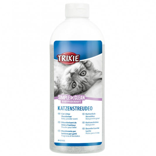 Praktische Streudose Trixie Simple'n'Clean Katzenstreudeo 700g mit Babypuderduft für langanhaltende Frische im Katzenklo