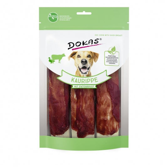 Dokas Dog Snack Kaurippe mit Entenbrustfilet 210g zahnfreundlicher Kausnack für Hunde