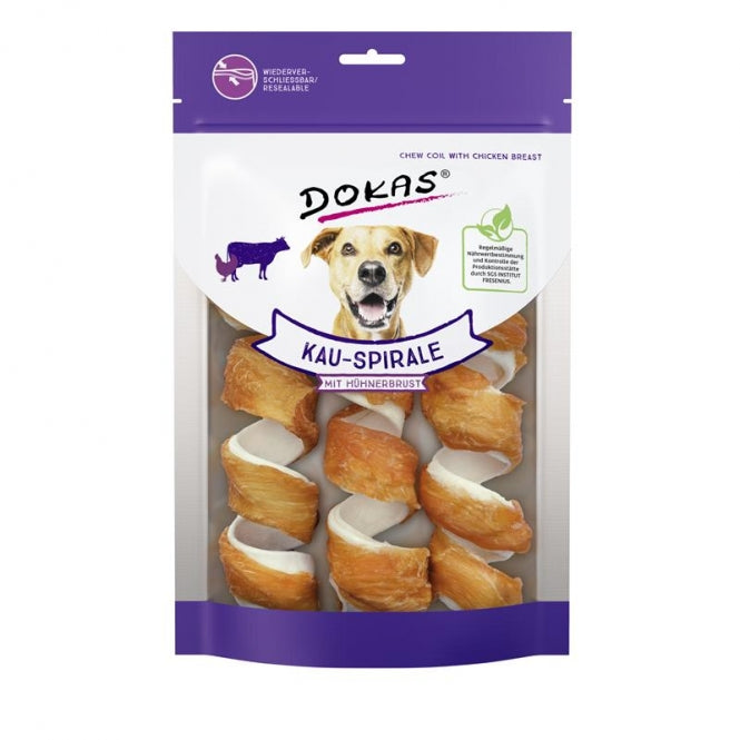 Dokas Dog Snack Kauspirale mit Hühnerbrustfilet 110g zahnfreundlicher Hundekausnack