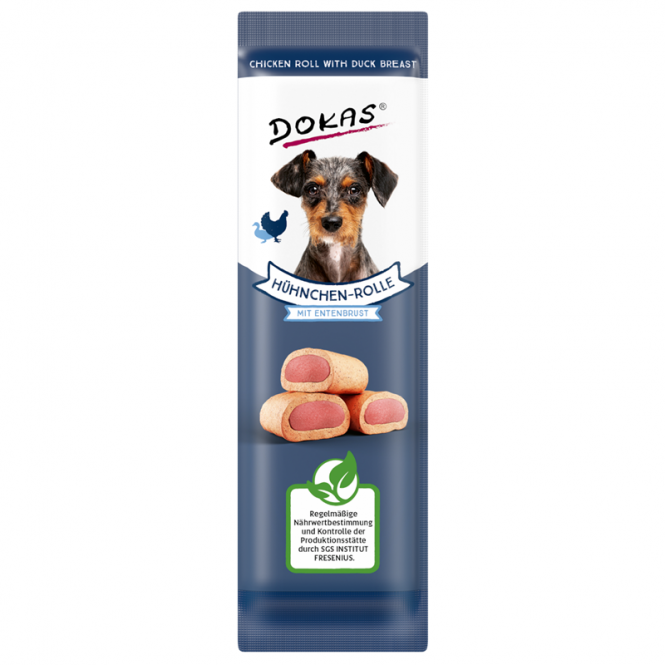 Dokas Dog Snack Hühnchen-Rolle mit Ente 10g fettarmer Hundesnack