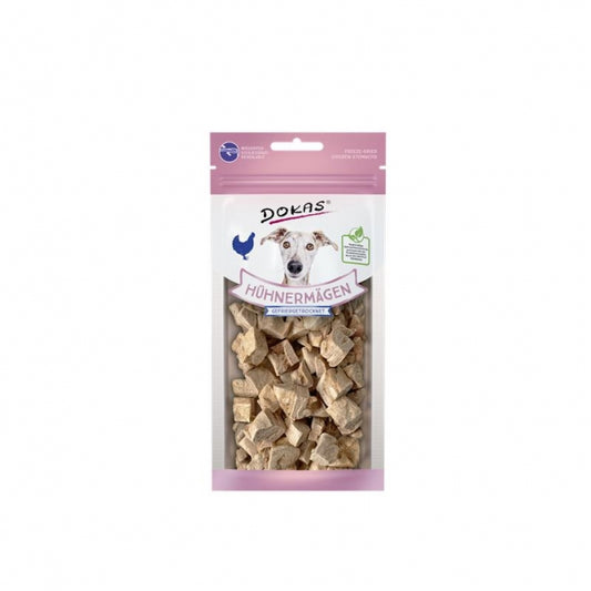 Dokas Dog Snack Hühnermägen gefriergetrocknet 20g Beutel für Hunde