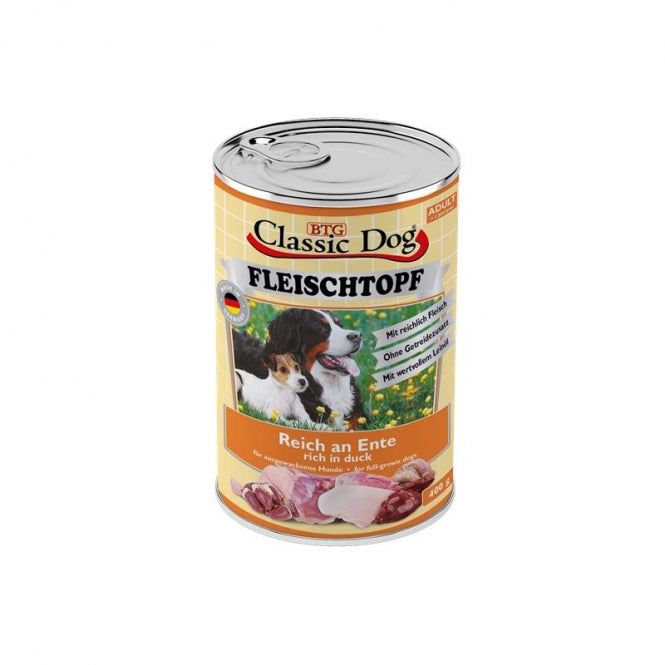 Classic Dog Fleischtopf Ente Nassfutter für Hunde 400g Dose