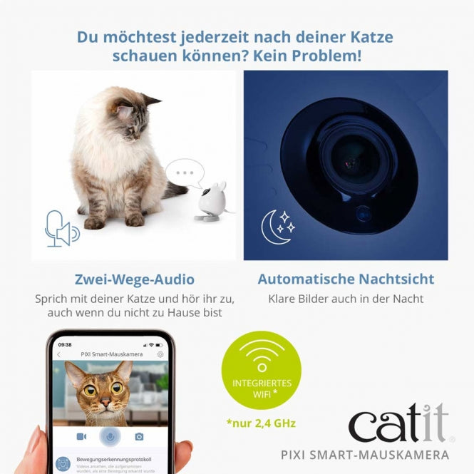 Catit PIXI Smart-Mauskamera – HD-WLAN-Überwachungskamera mit App für Katzen