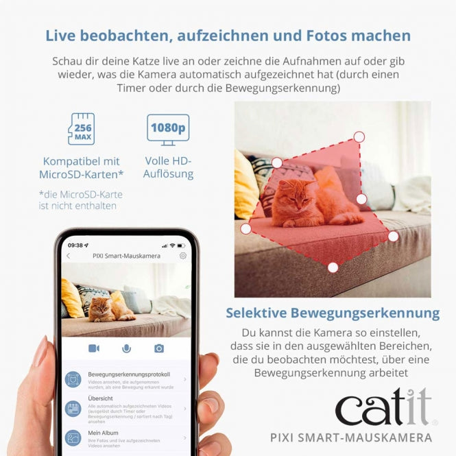 Catit PIXI Smart-Mauskamera – HD-WLAN-Überwachungskamera mit App für Katzen