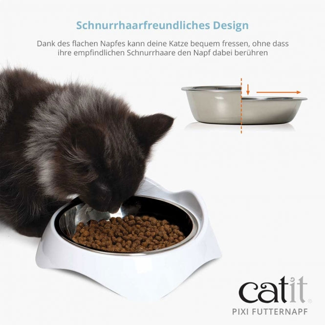 Catit PIXI Futternapf Edelstahl (200 ml) – Ergonomischer Antistress-Napf für Katzen
