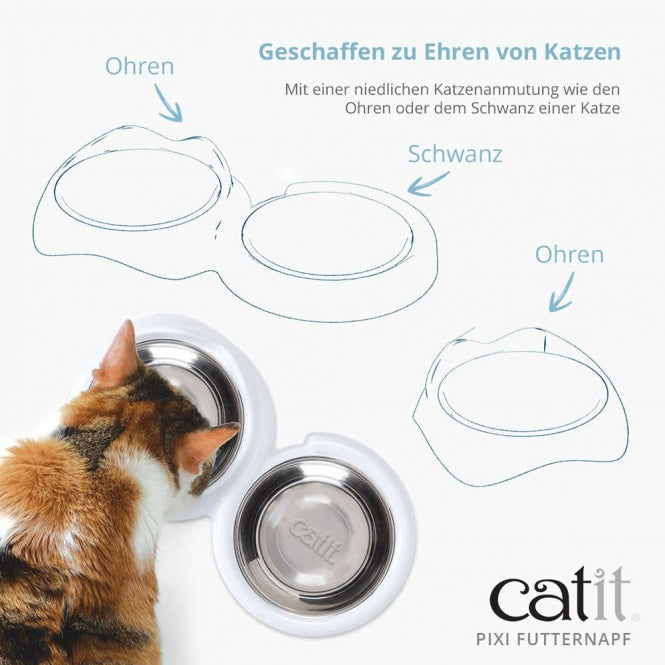 Catit PIXI Futternapf Edelstahl (200 ml) – Ergonomischer Antistress-Napf für Katzen