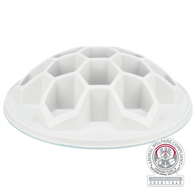 Große, strukturierte Trixie Slow Feeding Futterplatte Hive XL im Bienenwaben-Design für Hunde und Katzen zur langsamen Futteraufnahme