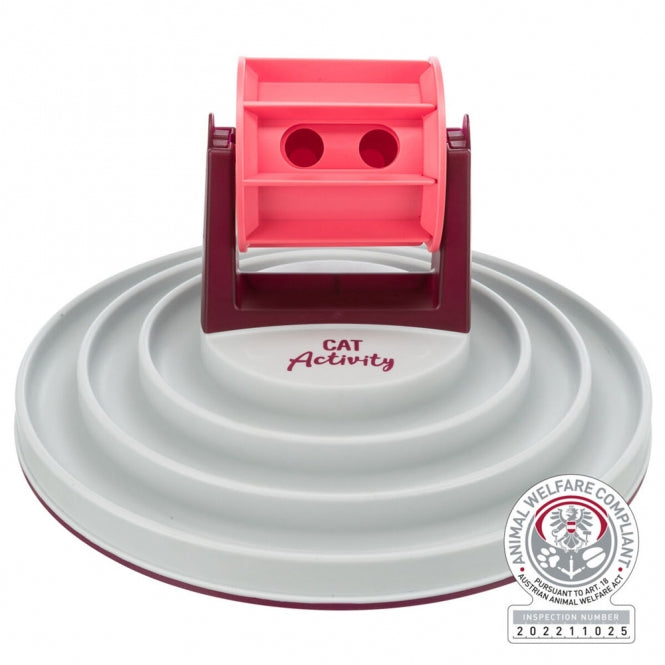Trixie Cat Activity Roller Bowl Strategiespielzeug für Katzen mit blauer Schale und rotierenden Futtertrommeln