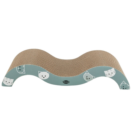 Ergonomisch geschwungene Trixie Kratzwelle Mimi aus Wellpappe in der Farbe Mint für Katzen, inklusive Katzenminze