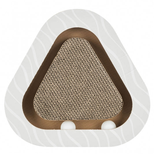 Dreieckige Trixie Kratzpappe aus Wellpappe für Katzen zur ergonomischen Krallenpflege.