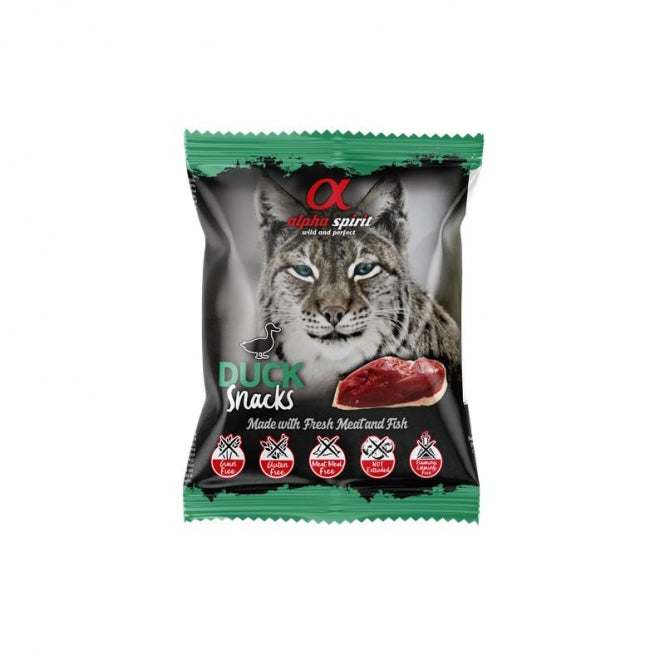 alpha spirit Cat Snacks Ente (50g) – Getreidefreie Premium-Leckerlis mit 85 % frischem Fleisch