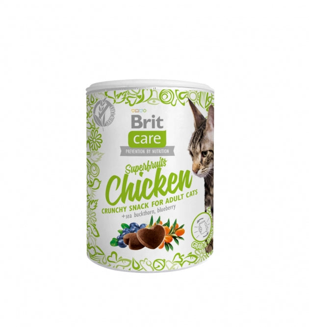 Brit Care Cat Grain-Free Snack Superfruits (100g) – Knusprige, getreidefreie Katzensnacks mit funktionellen Superfoods