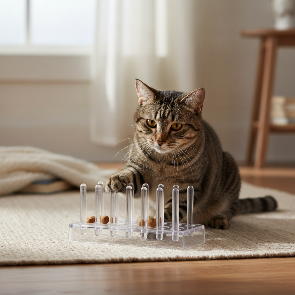 Katze spielt am Cat Activity Rod Board