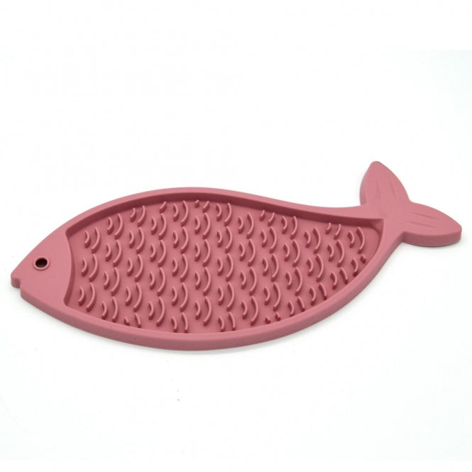 PROCYON Ladi Mat Schleckplatte im fischförmigen Design aus Silikon mit feiner Struktur für Katzenfutter und Pasten
