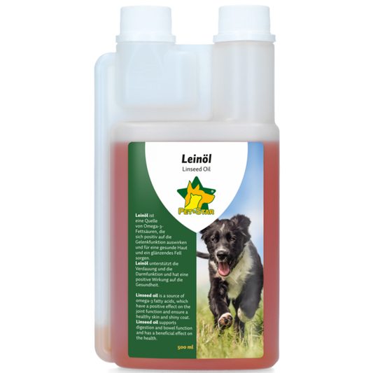 Pet-Star Leinöl 500ml kaltgepresstes Naturöl für Hunde und Katzen