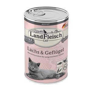6x Landfleisch Cat Adult Gelee mit Lachs und Geflügel 400g Dosen getreidefreies Katzennassfutter